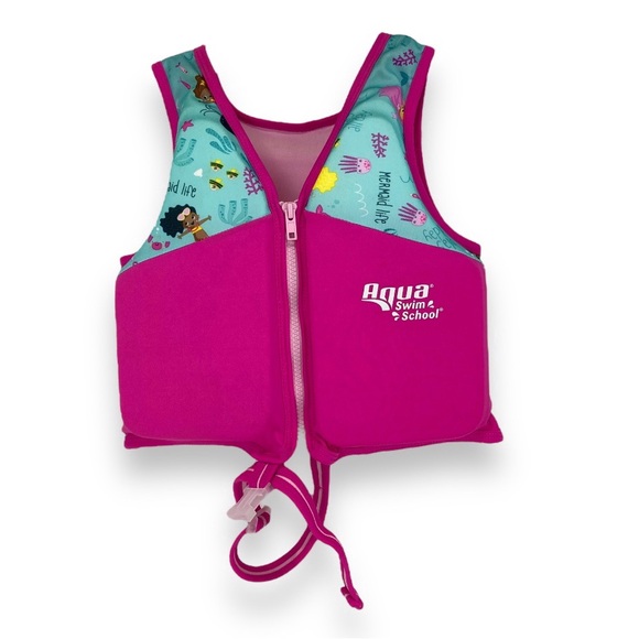 SwimSchool Youth Pink Mermaid Swim Training Vest Medium/Large Ages 4-6 Years - Picture 1 of 15